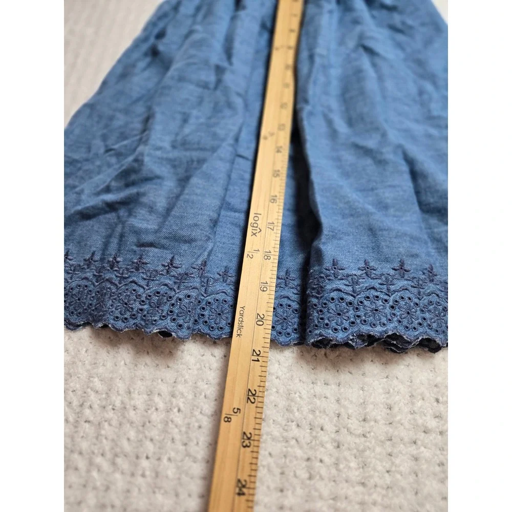 Old Navy Girls 5T Blue Chambray Embroidered Eyelet Lace Boho Sun Dress